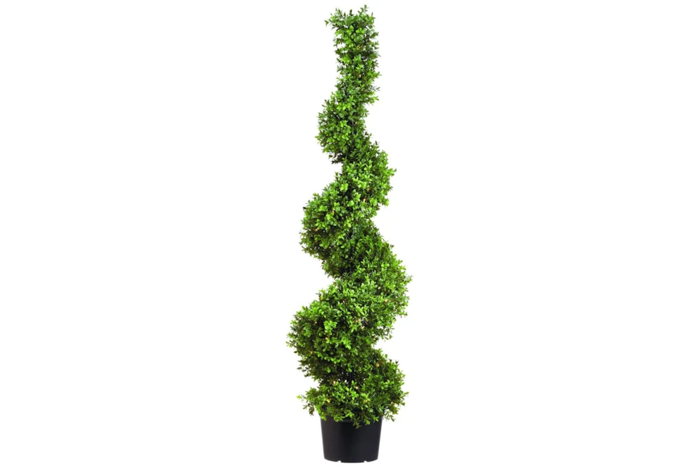 58 Inch Indoor/Outdoor Uv Protected Boxwood Spiral Topiary Tree With Battery Operated Lights