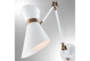 7 Inch White + Brass Metal Angular Shade Adjustable Swing Arm Plug In Task Wall Sconce With Hardwire Kit  - Detail