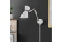 7 Inch White + Brass Metal Angular Shade Adjustable Swing Arm Plug In Task Wall Sconce With Hardwire Kit - Room