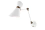 7 Inch White + Brass Metal Angular Shade Adjustable Swing Arm Plug In Task Wall Sconce With Hardwire Kit - Signature