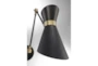 7 Inch Black + Brass Metal Angular Shade Adjustable Swing Arm Plug In Task Wall Sconce With Hardwire Kit - Detail