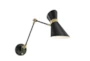 7 Inch Black + Brass Metal Angular Shade Adjustable Swing Arm Plug In Task Wall Sconce With Hardwire Kit - Signature