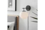 12 Inch Black + Frosted Glass Sphere Plug-In Wall Sconce With Hardwire Kit - Room