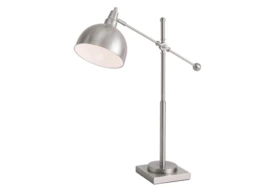 30 Inch Silver Nickel Metal Dome Adjustable Arm Desk Task Lamp