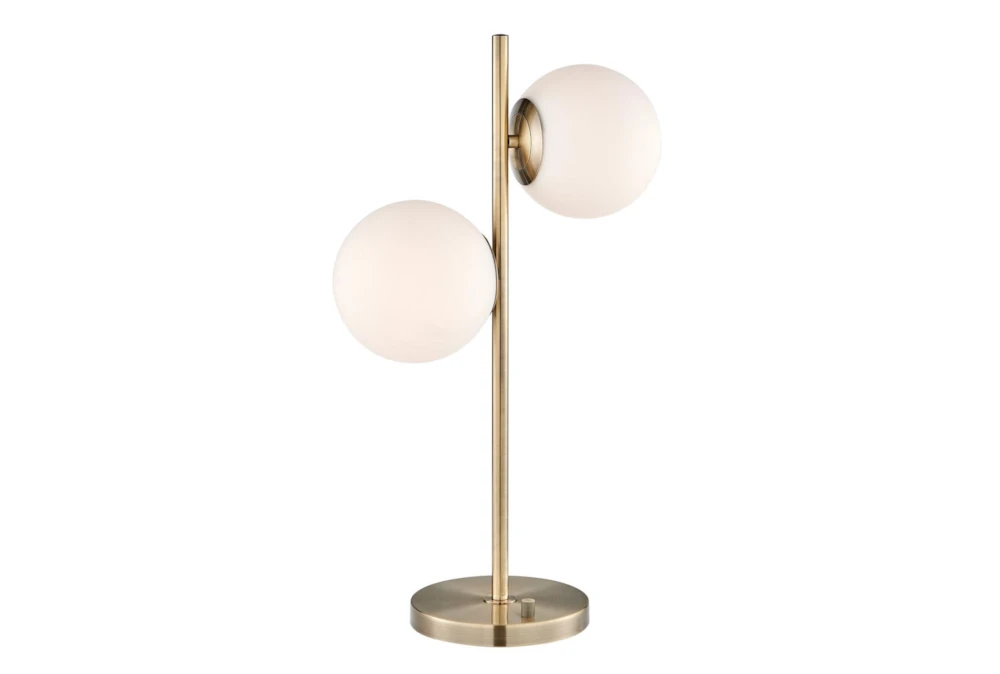 26 Inch Gold + Frosted Glass Sphere 2-Light Table Lamp