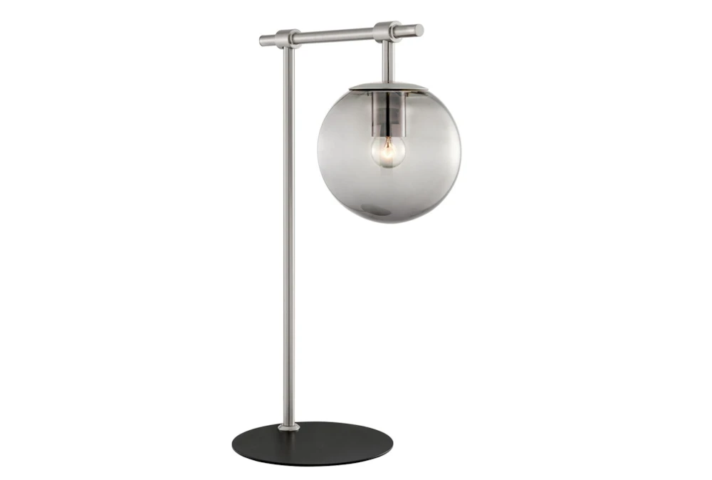 22 Inch Brushed Nickel + Smoke Glass Sphere Task Table Lamp