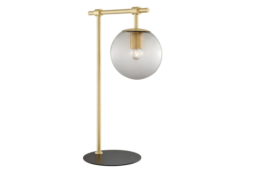 22 Inch Gold + Smoke Glass Sphere Task Table Lamp