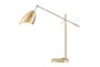 34 Inch Gold Brass Modern Scoop Shade Task Desk Lamp With Outlet + Usb - Signature