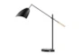 34 Inch Black + Gold Brass Modern Scoop Shade Task Desk Lamp With Outlet + Usb - Signature