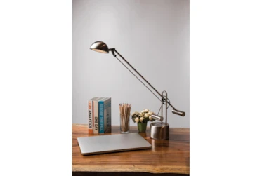 28 Inch Silver Nickel Metal Cantilever Led Desk Task Lamp With Memory Dimmer