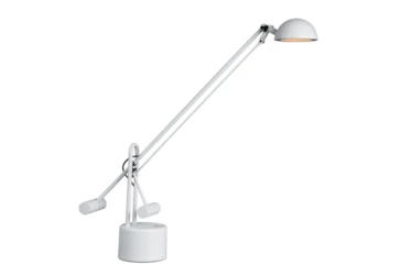 28 Inch White Metal Cantilever Led Desk Task Lamp With Memory Dimmer