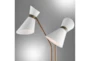 60 Inch White + Brass Metal Angular 2-Lite 2-Arm Shade Task Floor Lamp - Detail