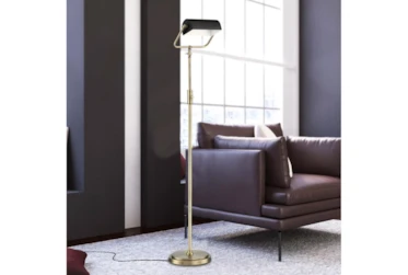 55 Inch Brass + Black Adjustable Banker Task Floor Lamp With Usb