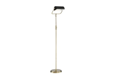 55 Inch Brass + Black Adjustable Banker Task Floor Lamp With Usb