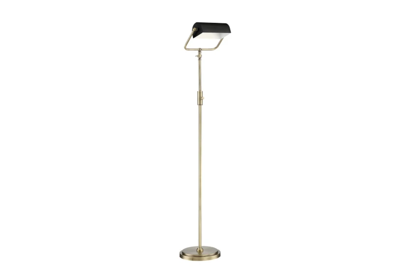 55 Inch Brass + Black Adjustable Banker Task Floor Lamp With Usb - 360