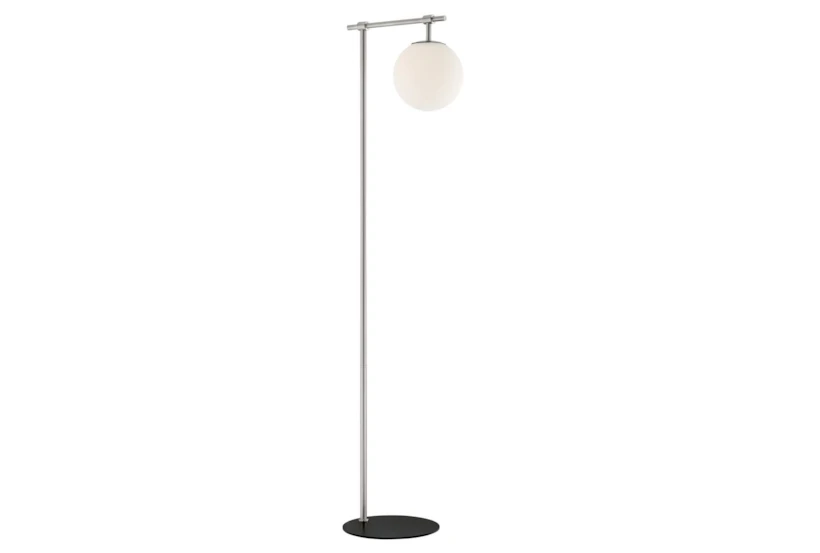 58 Inch Brushed Nickel + Frosted Glass Sphere Task Floor Lamp - 360