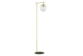 58 Inch Gold + Smoke Glass Sphere Task Floor Lamp
