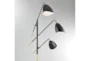 68 Inch Black + Gold Brass Modern Scoop Shade 3-Lite Task Tree Floor Lamp - Detail