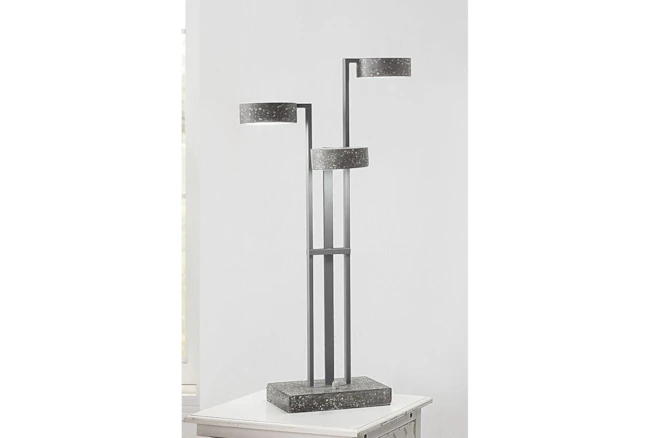 30 Inch Gray Terrazzo Concrete 3-Lite Desk Task Lamp - 360