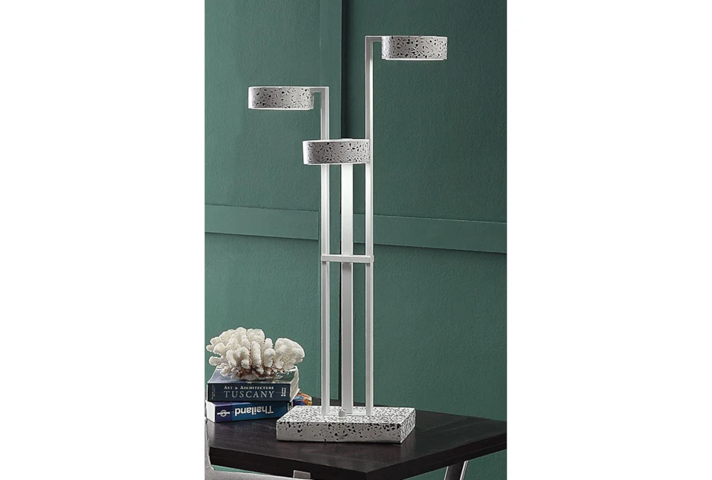 30 Inch White Terrazzo Concrete 3-Lite Desk Task Lamp