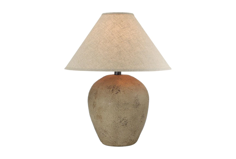 27 Inch Patinaed Brown Wide Urn Table Lamp With Empire Shade