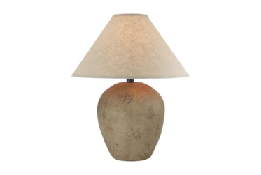27 Inch Patinaed Brown Wide Urn Table Lamp With Empire Shade