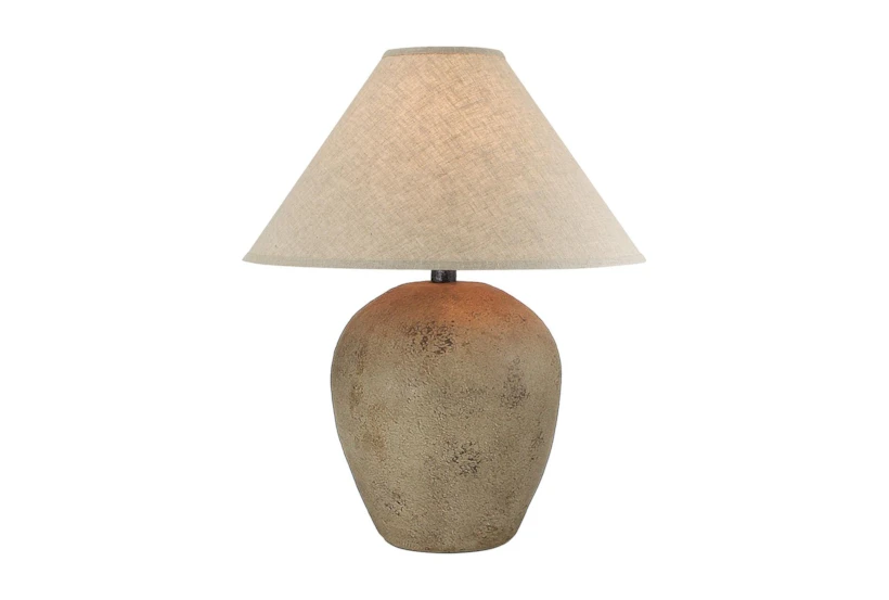 27 Inch Patinaed Brown Wide Urn Table Lamp With Empire Shade - 360