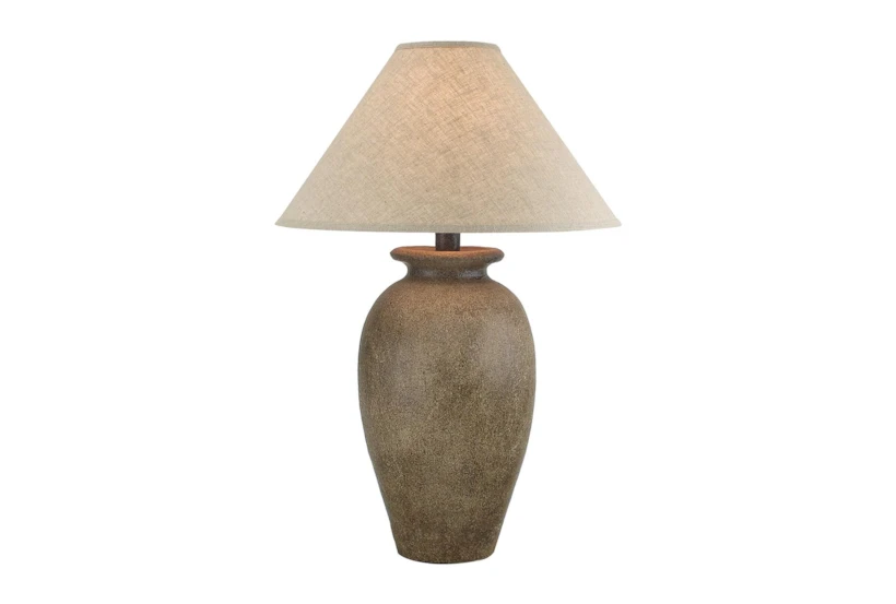 31 Inch Tall Patinaed Brown Urn Table Lamp With Empire Shade - 360