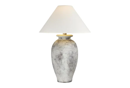 31 Inch Tall White Washed Patinaed Urn Table Lamp With Empire Shade - Main