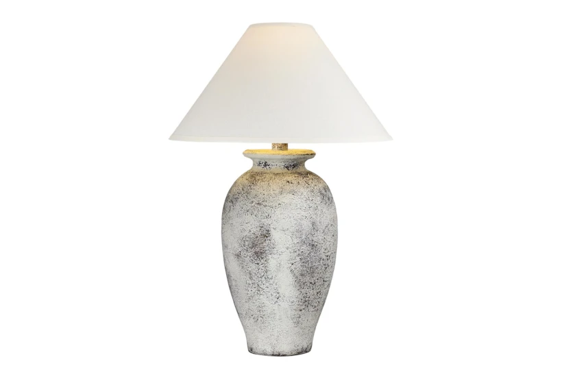 31 Inch Tall White Washed Patinaed Urn Table Lamp With Empire Shade - 360