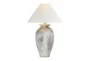 31 Inch Tall White Washed Patinaed Urn Table Lamp With Empire Shade - Signature