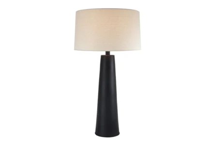 36 Inch Matte Black Modern Tapered Cylinder Table Lamp With Drum Shade - Main