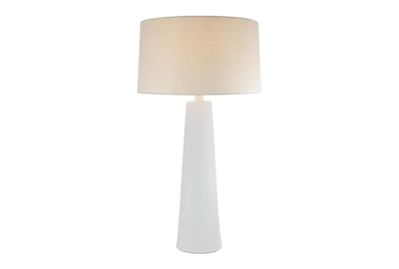 36 Inch Matte White Modern Tapered Cylinder Table Lamp With Drum Shade