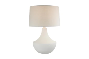 27 Inch Matte White Modern Urn Table Lamp With Drum Shade