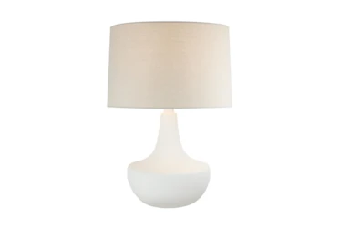 24 Inch Matte White Modern Urn Table Lamp With Drum Shade