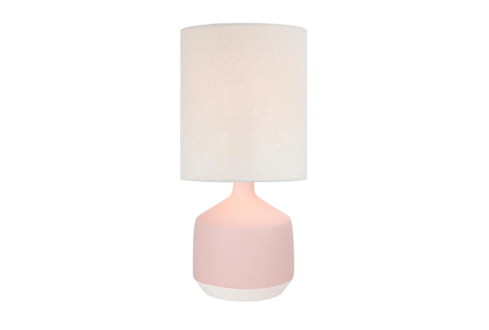 19 Inch Matte Peony + White Modern Bottle Table Lamp With Cylinder Shade