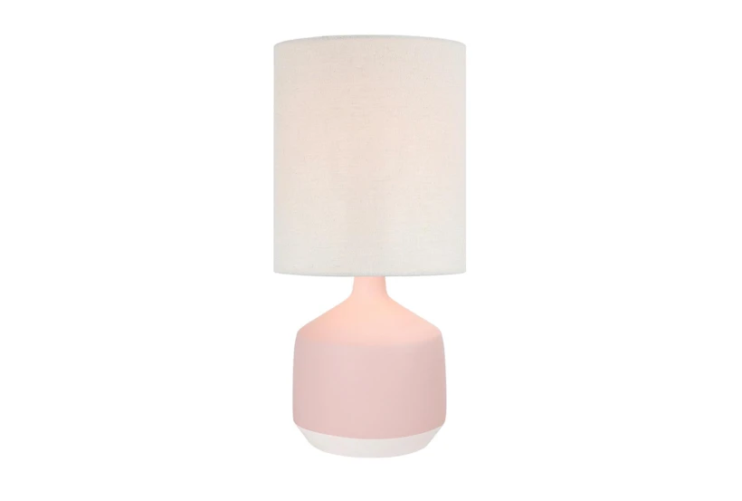 19 Inch Matte Peony + White Modern Bottle Table Lamp With Cylinder Shade - 360