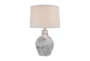 24 Inch White Washed Patinaed  Spherical Table Lamp With Drum Shade - Signature