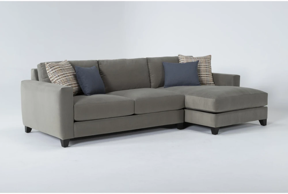 Quinton Velvet 2 Piece Sectional With Right Arm Facing Chaise