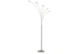 72 Inch Brushed Silver Steel Metal 5-Light Arc Floor Lamp With Integrated Led + 3 Way Switch - Signature