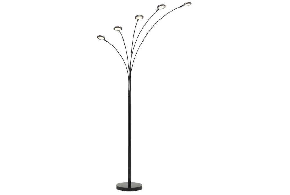72 Inch Black Dark Bronze Metal 5-Light Arc Floor Lamp With Integrated Led + 3 Way Switch