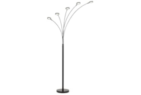 72 Inch Black Dark Bronze Metal 5-Light Arc Floor Lamp With Integrated Led + 3 Way Switch
