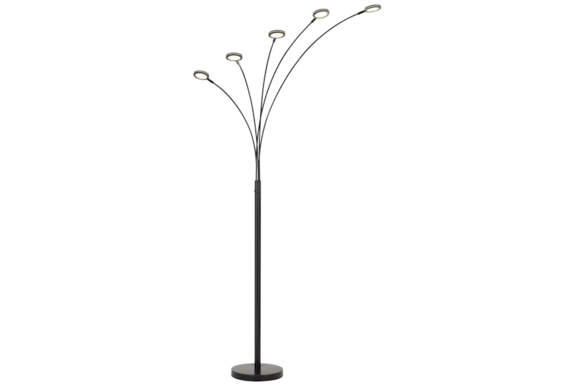 72 Inch Black Dark Bronze Metal 5-Light Arc Floor Lamp With Integrated Led + 3 Way Switch - 360