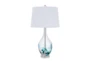 27 Inch Clear + Blue Hand Blown Art Glass Table Lamp With 3 Way Switch - Signature
