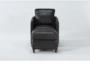 Simon Slate Leather Chair and Ottoman Set - Front
