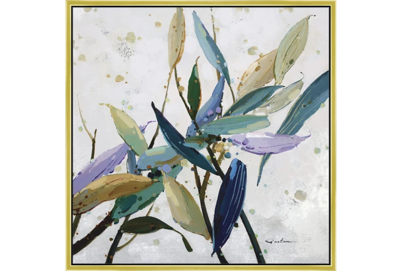 38X38 Multi Color Leaves With Gold Frame  - 360