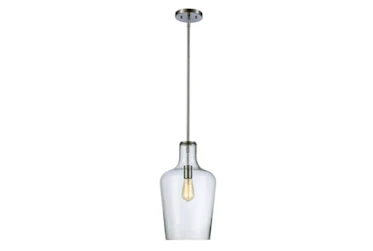 9.9X56.3 Brushed Nickel Glass Bell Pendant