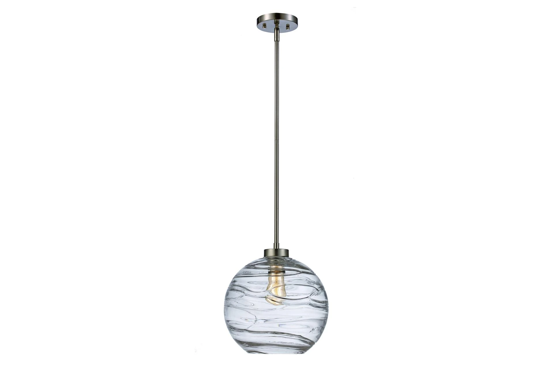 11.7X51.3 Brushed Nickel Glass Dome Pendant | Living Spaces