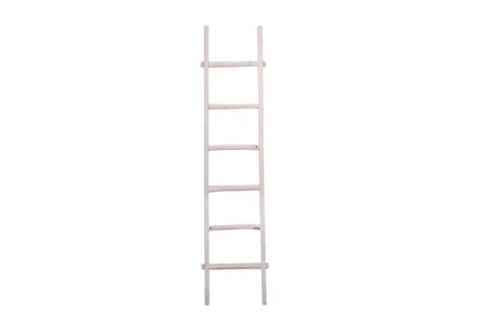 76 Inch White Wooden Decorative Ladder