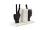 Set of Two Black Hand Sign Bookends - Detail